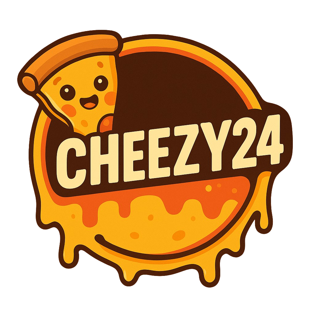 Cheezy24 cartoon pizza logo